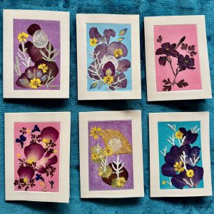 Kathryn Hainke's dried flower collage cards. Set of 6